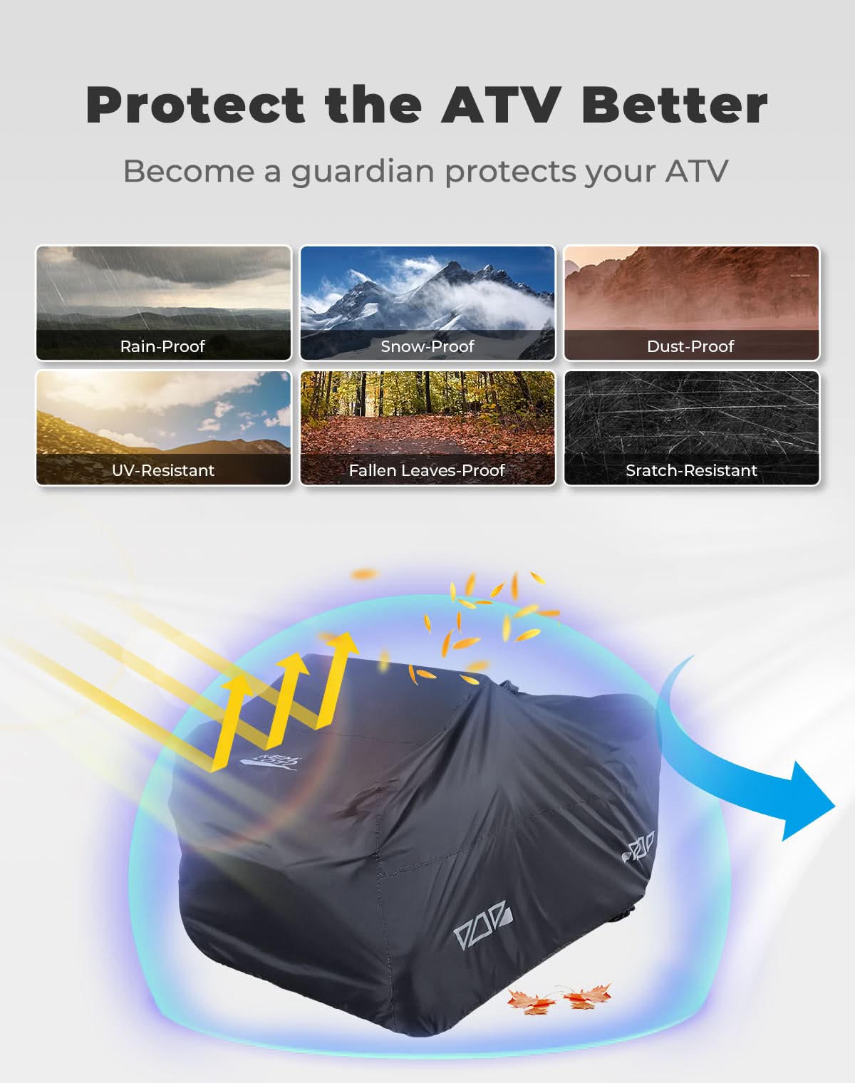 Photo of Universal ATV Waterproof Cover 90'' X 43'' X 46'' by Kemimoto - Premium for UTVs / Side by Sides