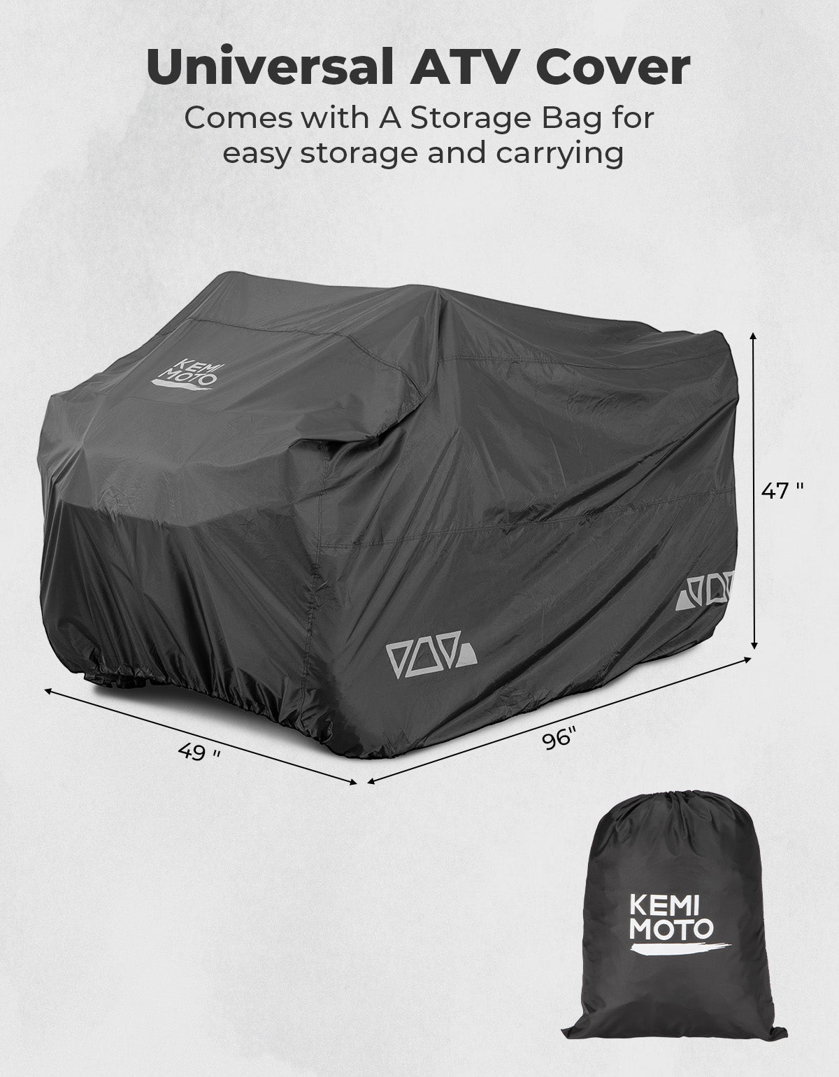 Photo of Universal ATV Waterproof Cover 96'' X 49'' X 47'' 300D Oxford fabric by Kemimoto - Premium for UTVs / Side by Sides