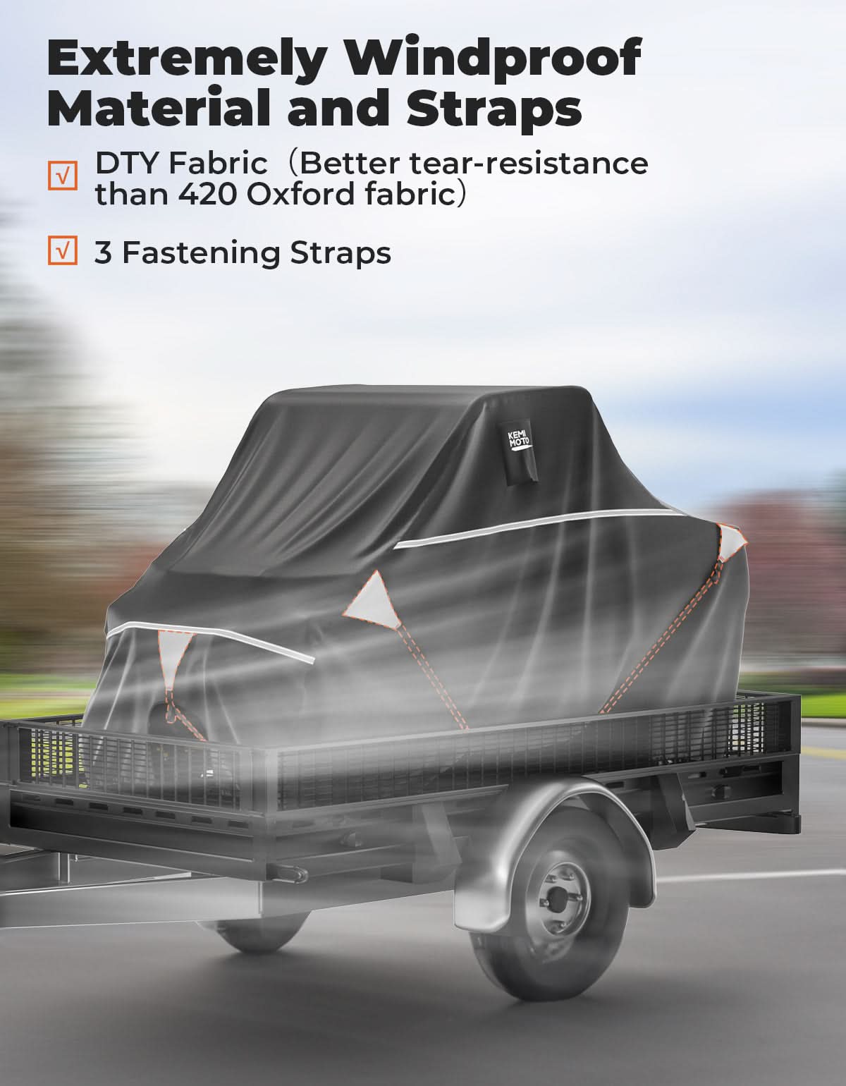 Photo of 2-Seater UTV Trailering Cover for Ranger,Defender, Uforce, Mule by Kemimoto - Premium for UTVs / Side by Sides