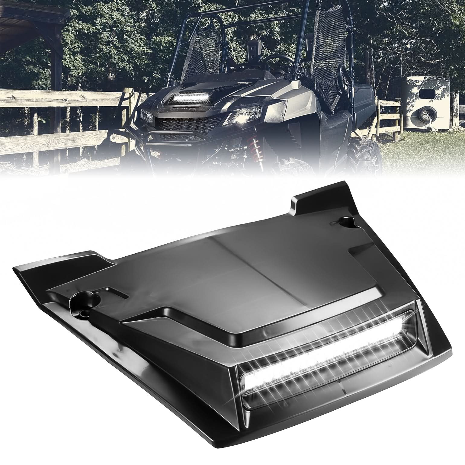 Photo of LED Turbo Hood Scoop for Pioneer 700 2P 4P 2014-2024 by Kemimoto - Premium for UTVs / Side by Sides