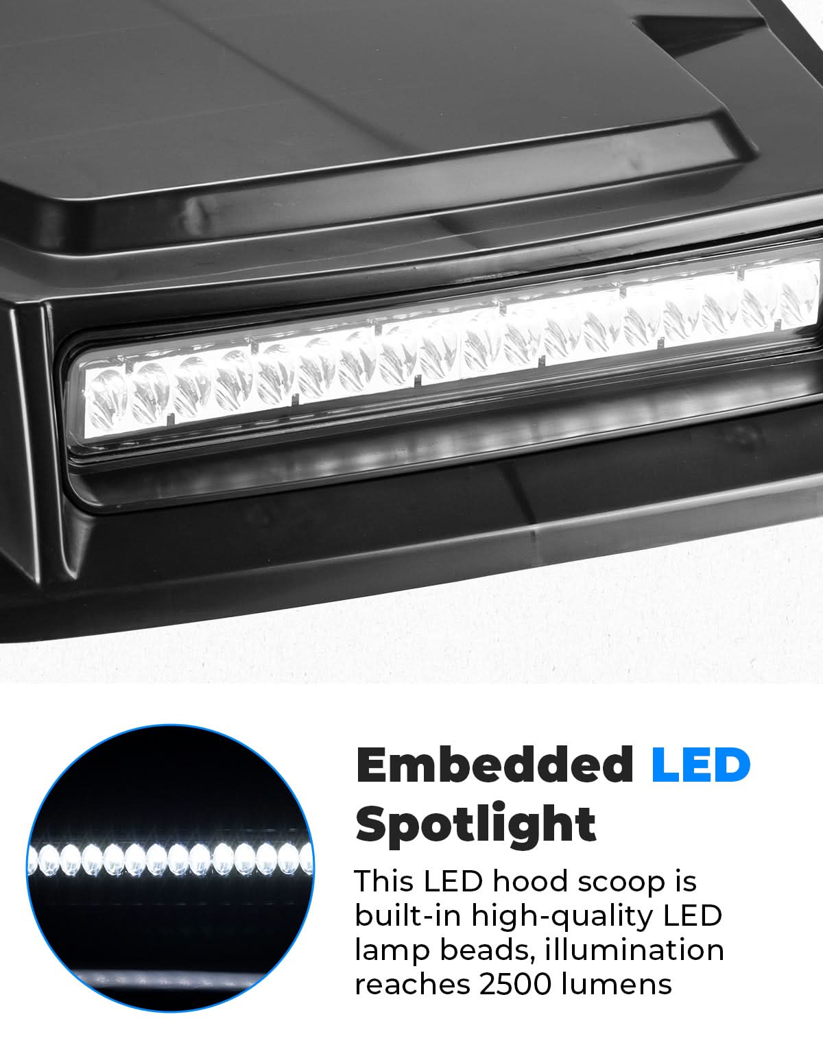 Photo of LED Turbo Hood Scoop for Pioneer 700 2P 4P 2014-2024 by Kemimoto - Premium for UTVs / Side by Sides