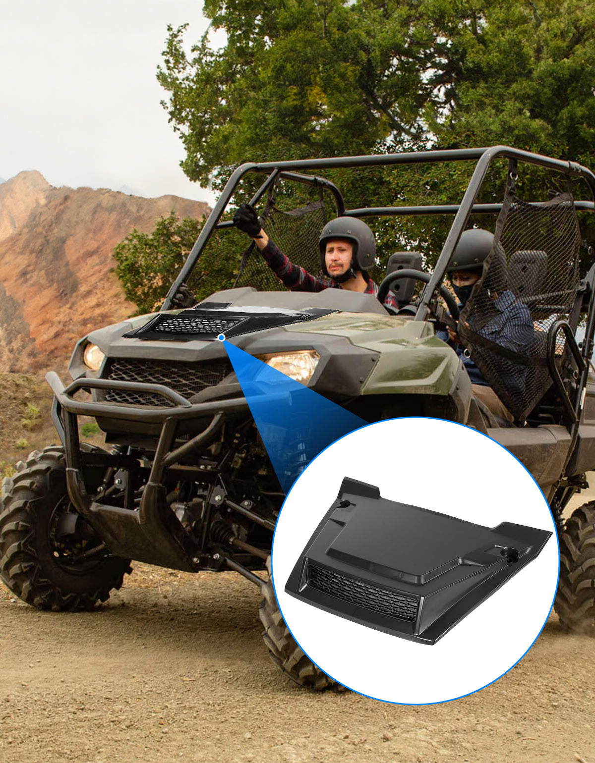 Photo of Hood Scoop for Pioneer 700 2P 4P 2014-2024 by Kemimoto - Premium for UTVs / Side by Sides