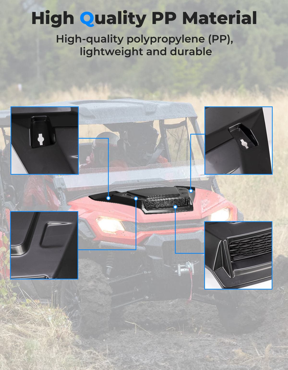 Photo of Sport Hood Scoop with Mesh for Pioneer 1000 2016-2025 by Kemimoto - Premium for UTVs / Side by Sides