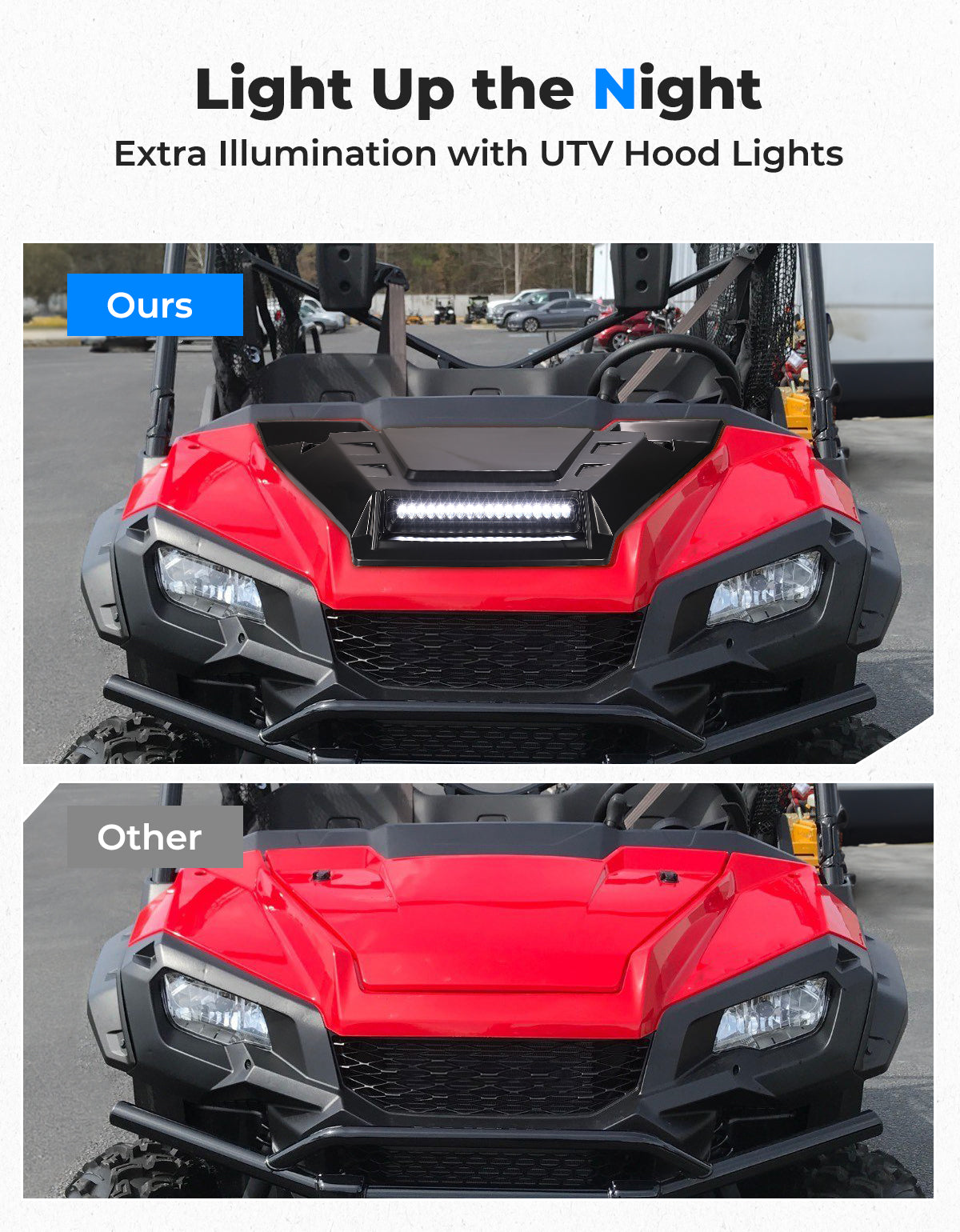 Photo of Sport Hood Scoop with LED Light for Pioneer 1000 3P/5P/6P by Kemimoto - Premium for UTVs / Side by Sides