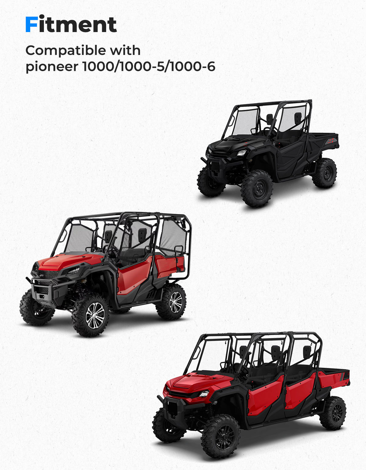 Photo of Sport Hood Scoop with LED Light for Pioneer 1000 3P/5P/6P by Kemimoto - Premium for UTVs / Side by Sides