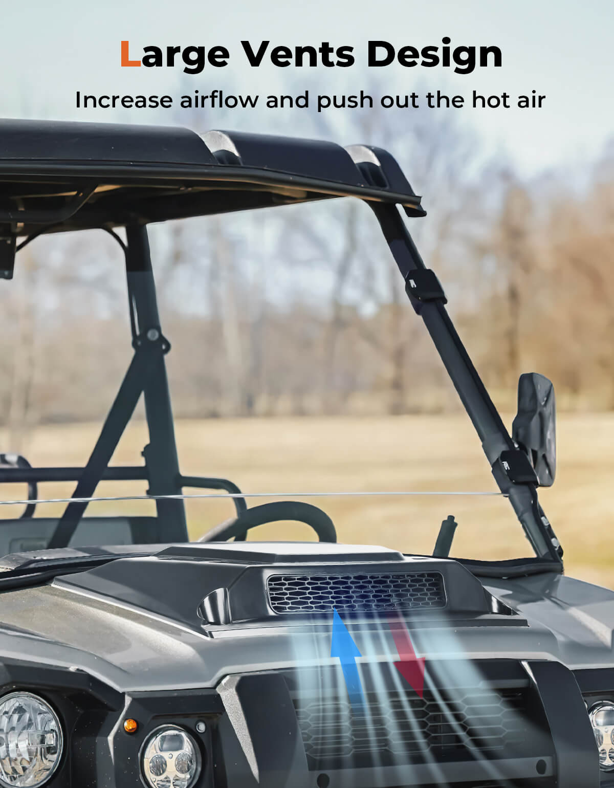Photo of UTV Hood Scoop for Kawasaki Mule Pro FXT DXT DX FX by Kemimoto - Premium for UTVs / Side by Sides