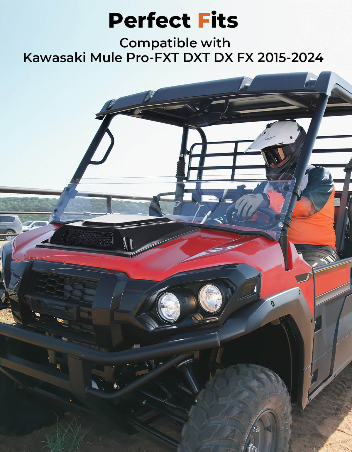 Photo of UTV Hood Scoop for Kawasaki Mule Pro FXT DXT DX FX by Kemimoto - Premium for UTVs / Side by Sides