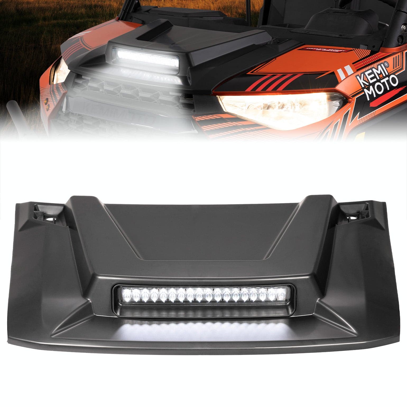 Photo of Kemimoto Hood Scoop with LED Spot Light for Polaris Ranger XP 1000/ Crew by Kemimoto - Premium for UTVs / Side by Sides