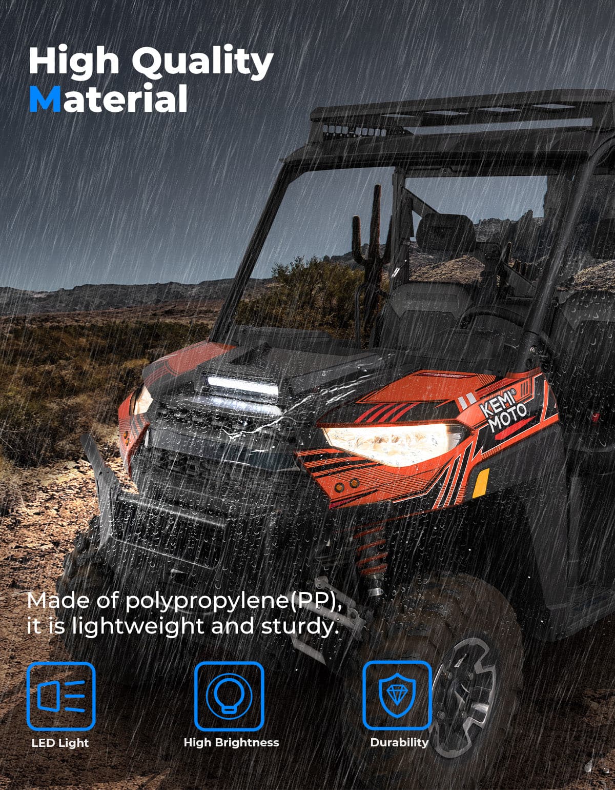 Photo of Kemimoto Hood Scoop with LED Spot Light for Polaris Ranger XP 1000/ Crew by Kemimoto - Premium for UTVs / Side by Sides