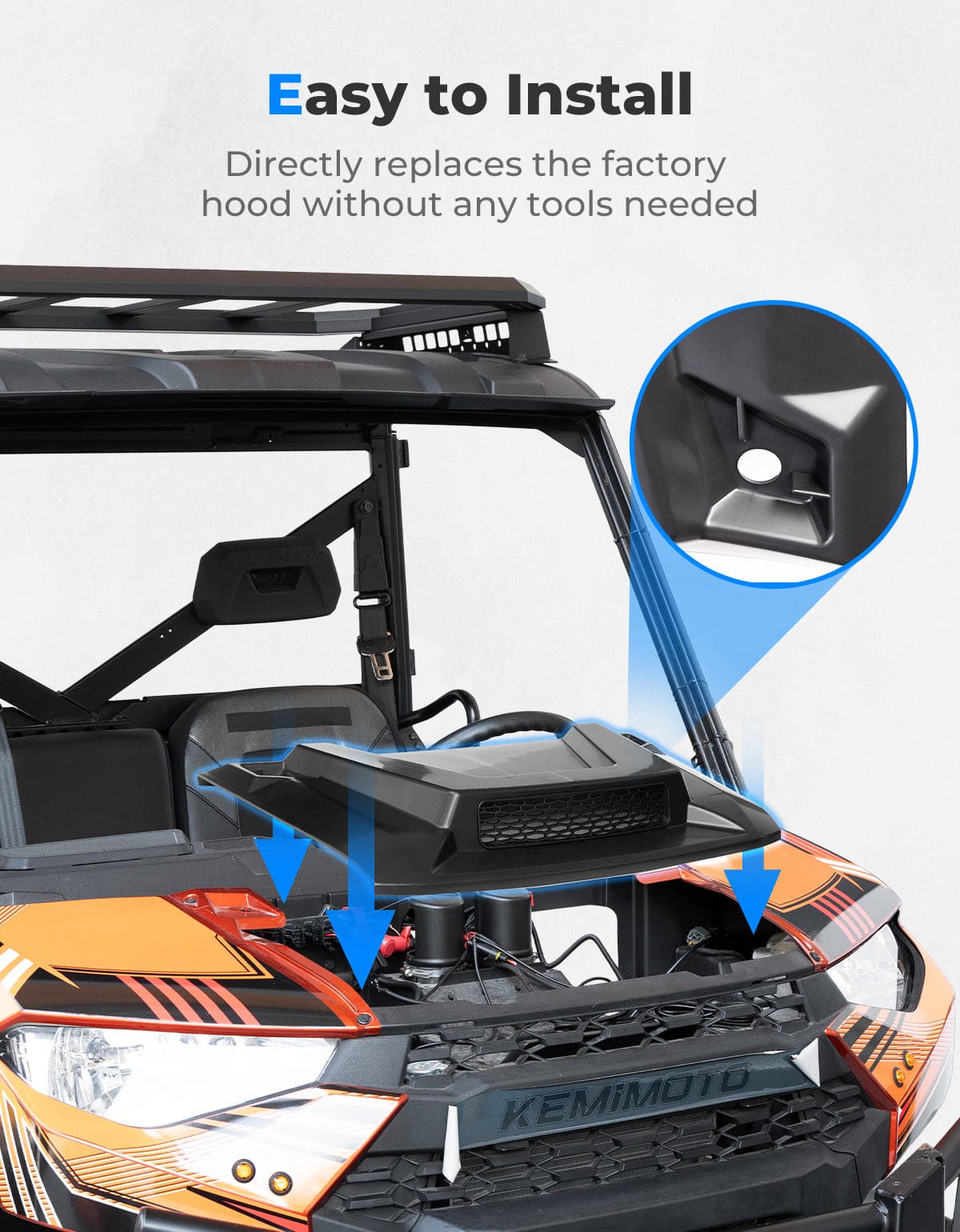 Photo of Kemimoto Hood Scoop for Polaris Ranger XP 1000/ Crew 2018-2024 by Kemimoto - Premium for UTVs / Side by Sides