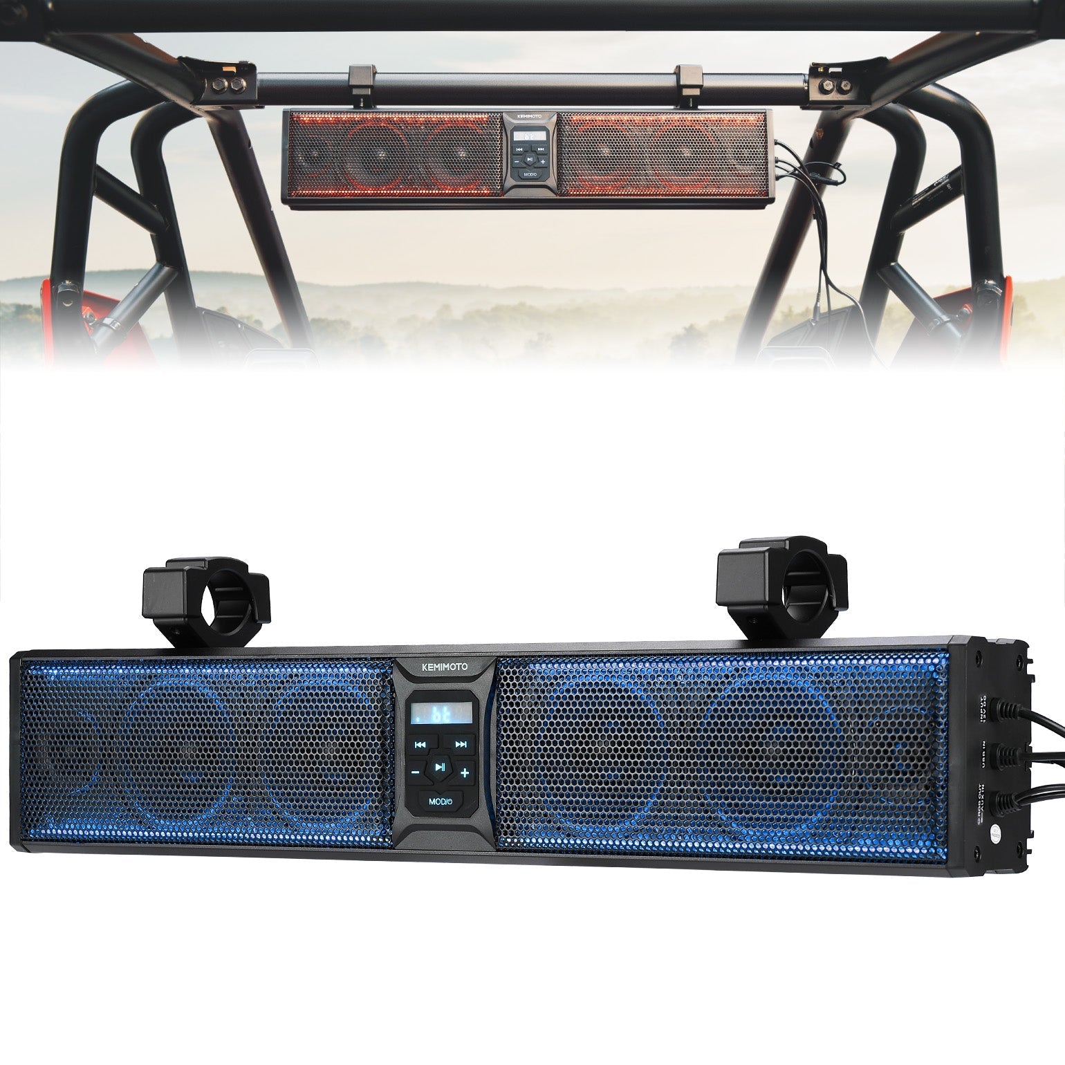 Photo of 6 Speaker 26 Inch RGB Bluetooth Sound Bar for Can Am Maverick/X3/ Trail/ Defender/ Commander by Kemimoto - Premium for UTVs / Side by Sides