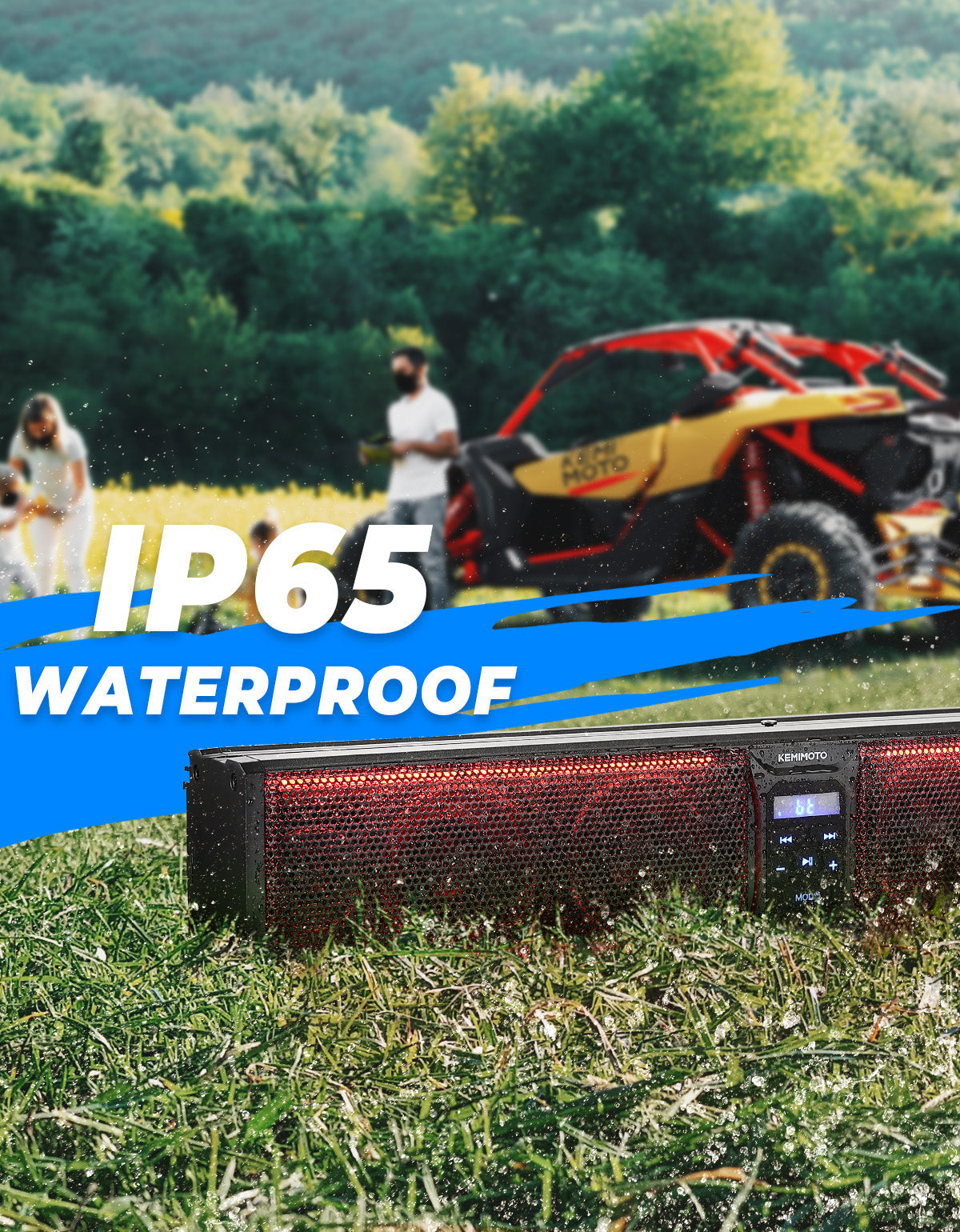 Photo of 6 Speaker 26 Inch RGB Bluetooth Sound Bar for Can Am Maverick/X3/ Trail/ Defender/ Commander by Kemimoto - Premium for UTVs / Side by Sides