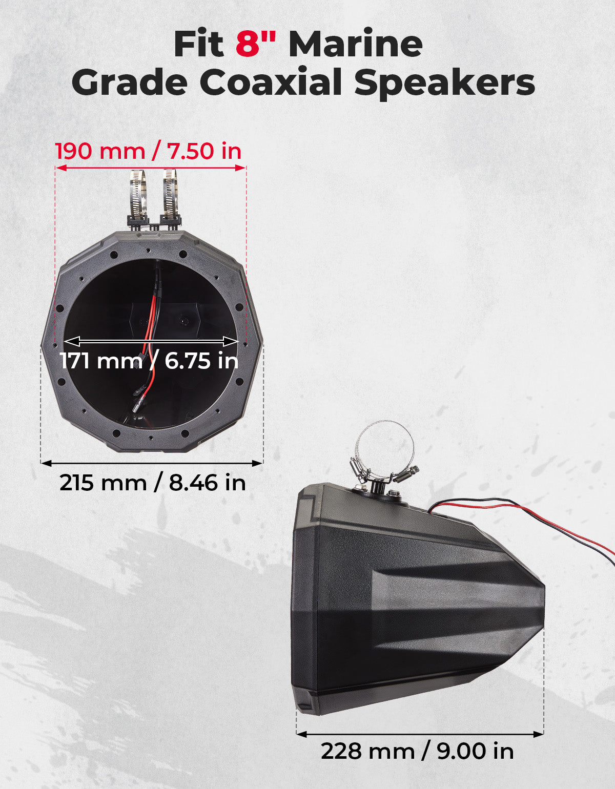 Photo of Kemimoto 8-Inch Speaker Pod Enclosure for All 1.5" to 2" Roll Bar by Kemimoto - Premium for UTVs / Side by Sides
