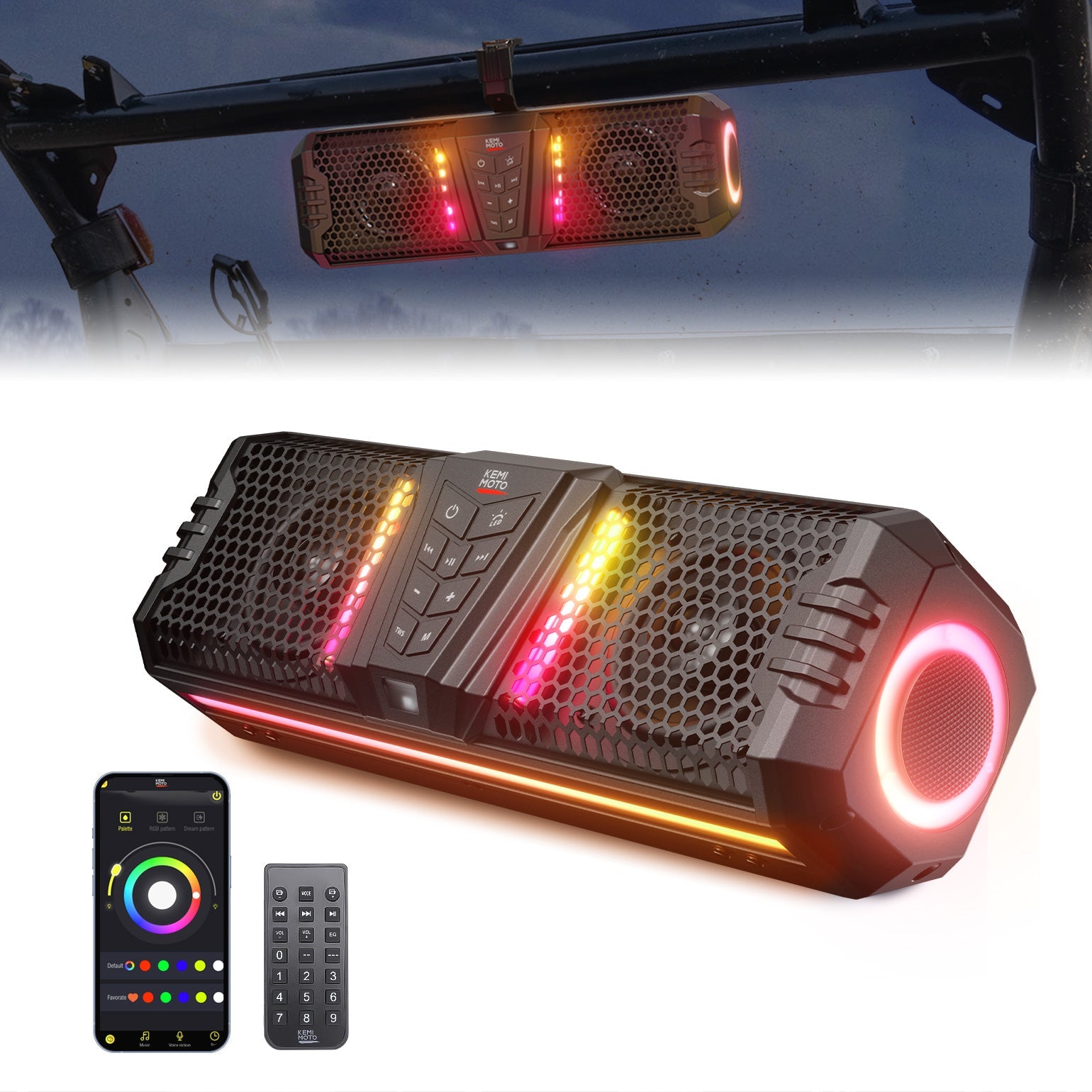Photo of KEMIMOTO Midnight 40 16'' RGB Bluetooth Sound Bar for UTV Golf Cart Marine Boat by Kemimoto - Premium for UTVs / Side by Sides