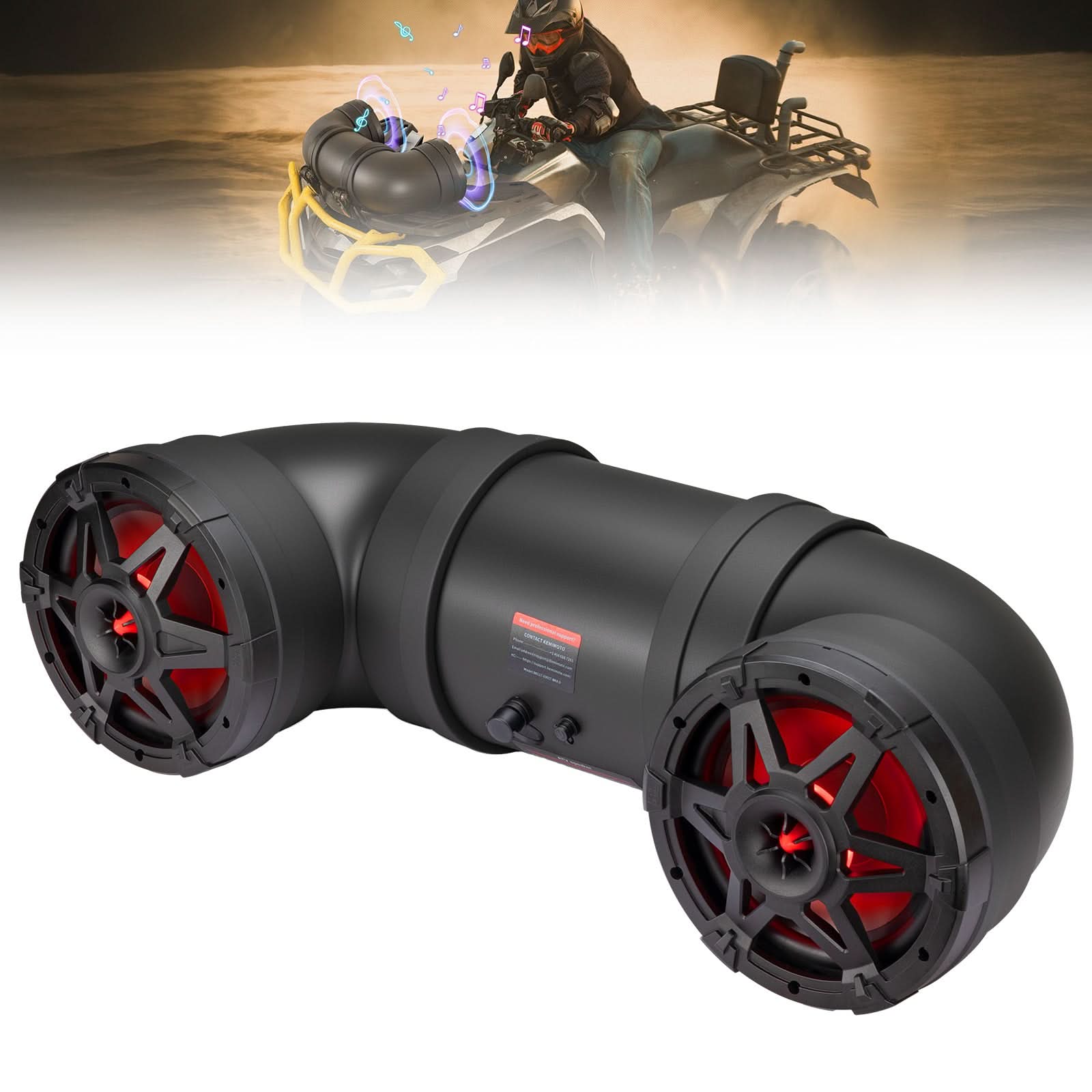 Photo of Kemimoto ATV Bluetooth Speaker 8" Sound Bar with RGB Lights for Polaris Can-Am by Kemimoto - Premium for UTVs / Side by Sides