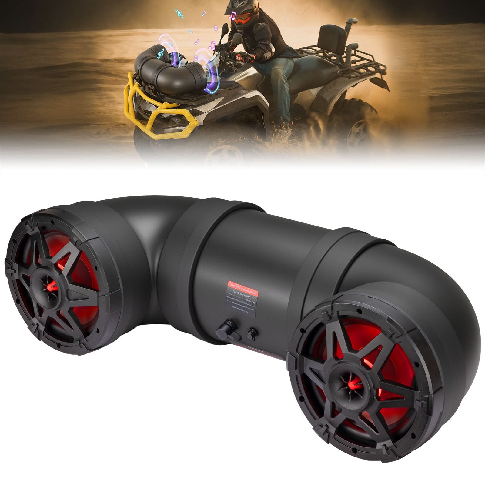 Photo of Kemimoto ATV Bluetooth Speaker 8" Sound Bar with RGB Lights for Polaris Can-Am by Kemimoto - Premium for UTVs / Side by Sides