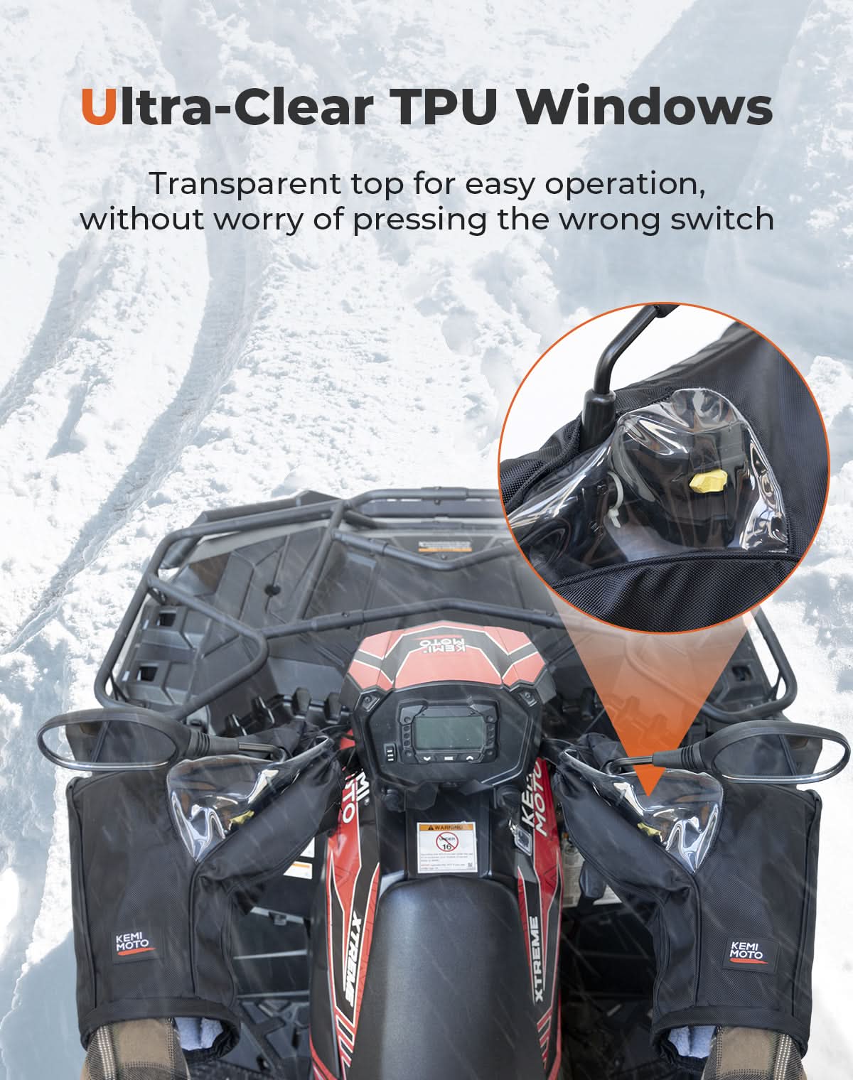 Photo of Upgraded ATV Waterproof Gloves for Motorcycle Sportsman Grizzly Scrambler FourTrax by Kemimoto - Premium for UTVs / Side by Sides