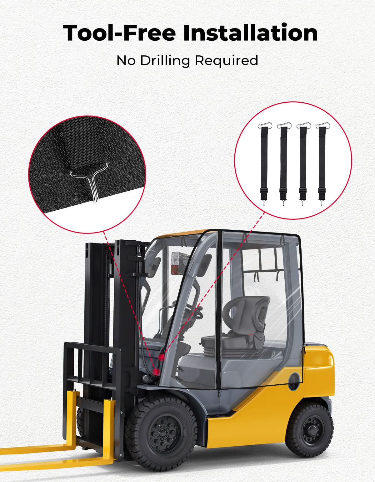 Photo of Kemimoto Forklift Cover for Rain with Rear Window, Waterproof Cab Enclosure Clear Fork Truck by Kemimoto - Premium for UTVs / Side by Sides