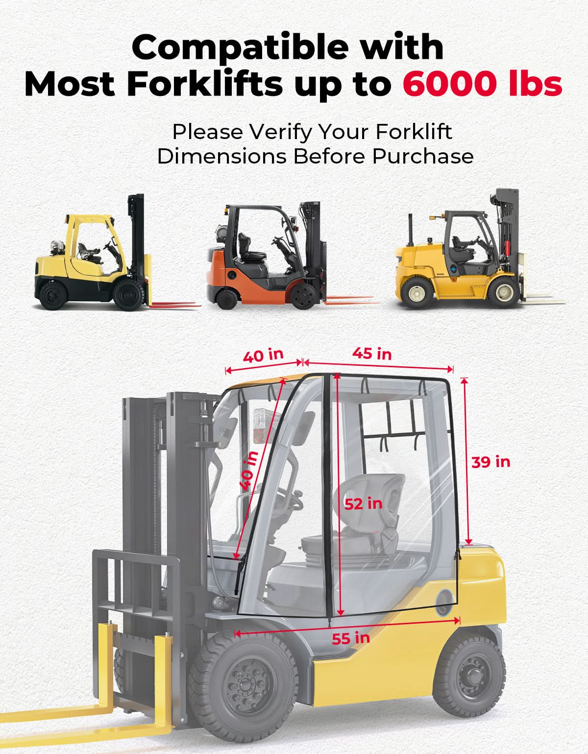 Photo of Kemimoto Forklift Cover for Rain with Rear Window, Waterproof Cab Enclosure Clear Fork Truck by Kemimoto - Premium for UTVs / Side by Sides