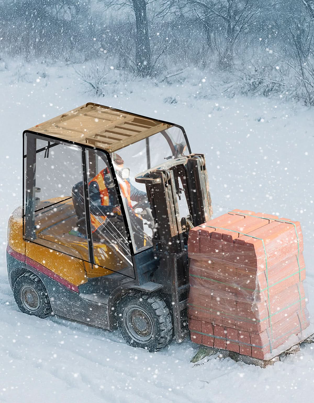 Photo of Kemimoto Forklift Cover for Rain with Rear Window, Waterproof Cab Enclosure Clear Fork Truck by Kemimoto - Premium for UTVs / Side by Sides