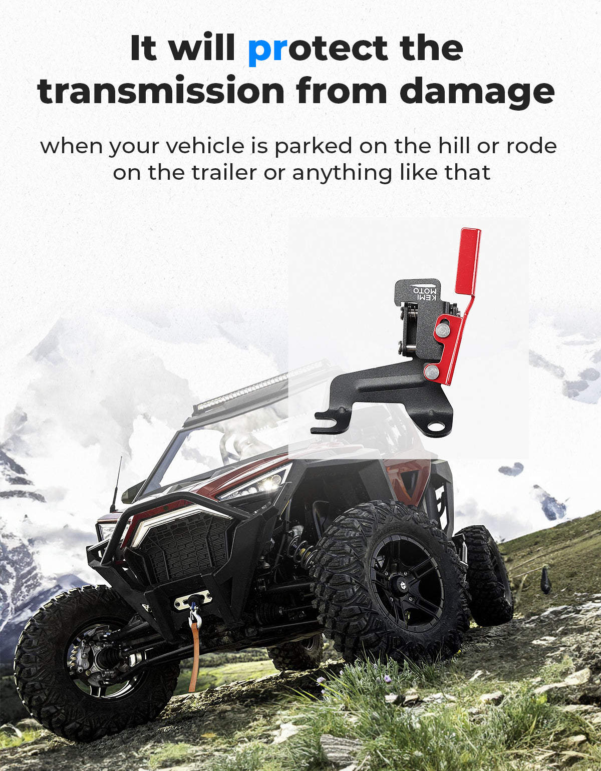 Photo of Parking Brake Thingy Kit for Polaris RZR XP 1000/ RZR PRO XP/ Ranger XP 1000 by Kemimoto - Premium for UTVs / Side by Sides