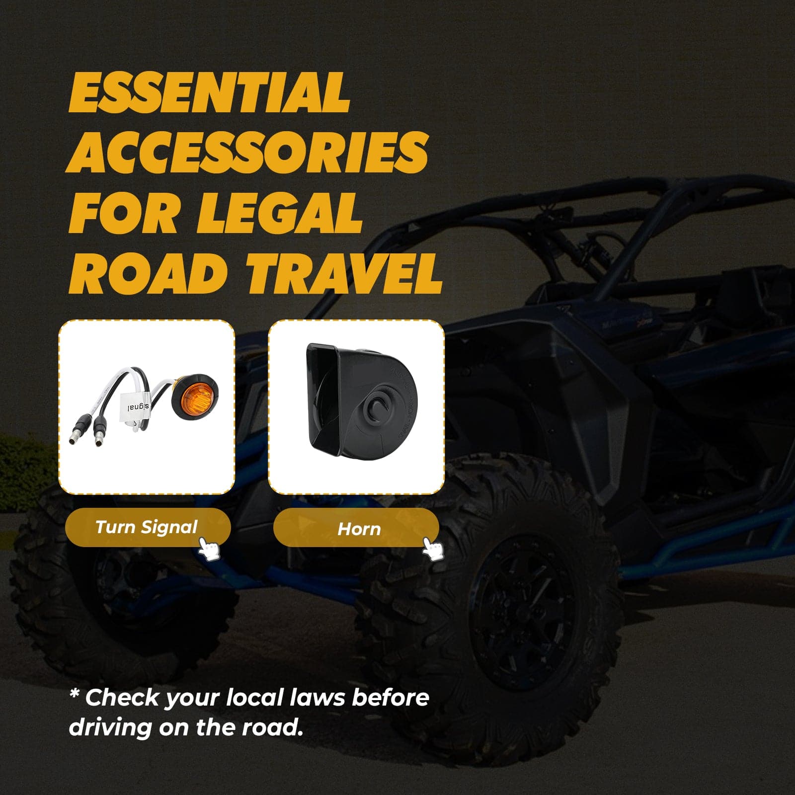 Photo of UTV Universal Turn Signal Kit by Kemimoto - Premium for UTVs / Side by Sides