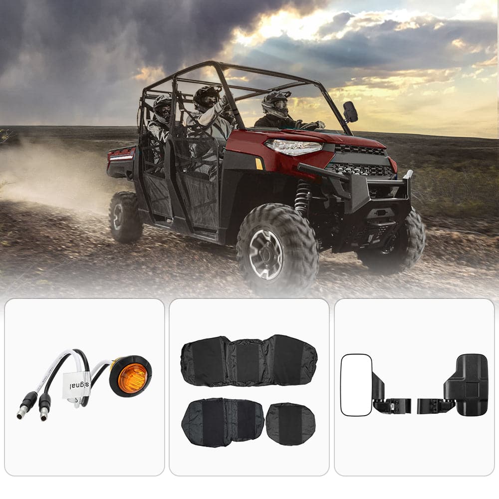Photo of Kemimoto Crew Turn Signal Kit & Seat Cover & Side Mirrors For Polaris Ranger XP 1000 by Kemimoto - Premium for UTVs / Side by Sides