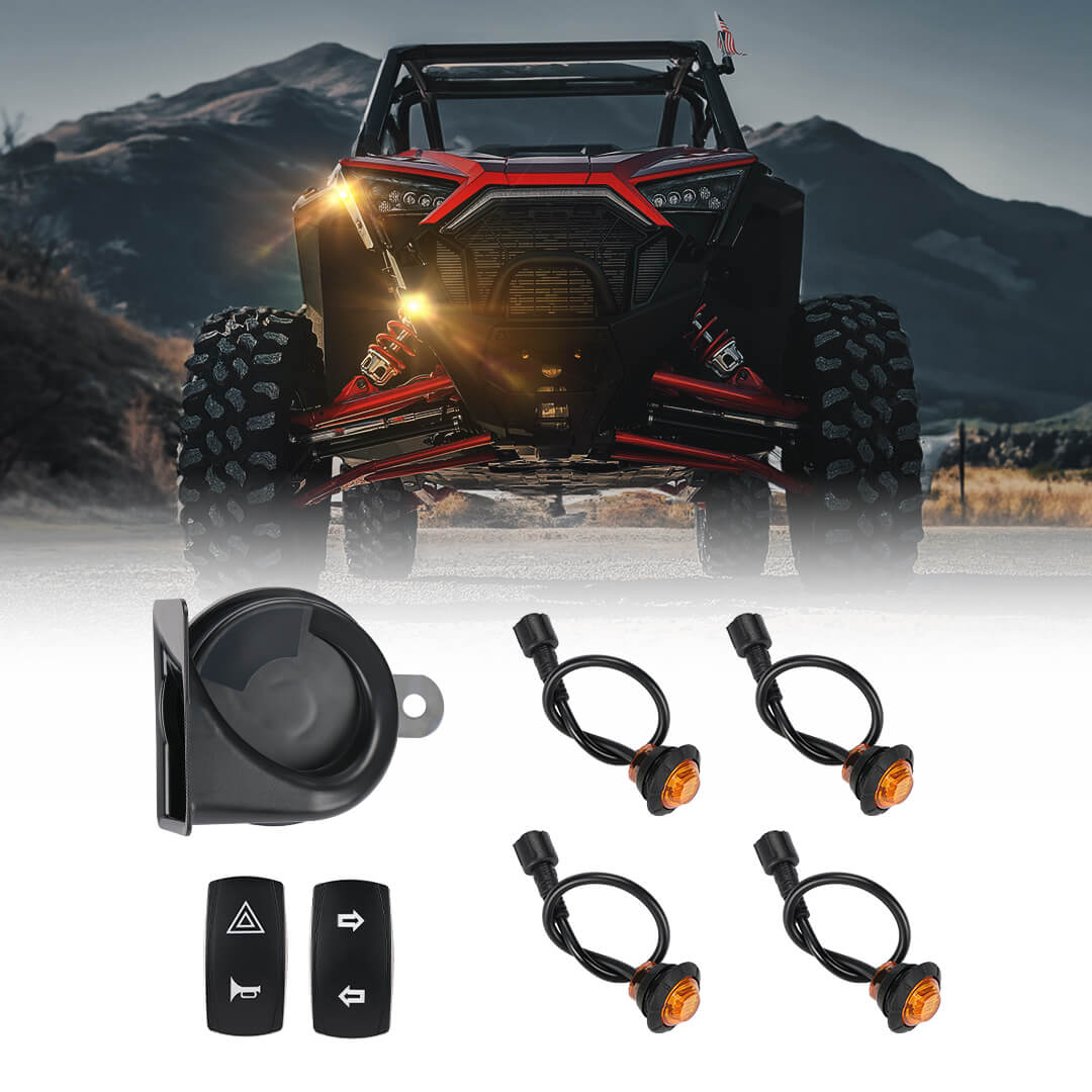 Photo of Universal Plug & Play Turn Signal Kit With Rocker Switch & 110D Horn by Kemimoto - Premium for UTVs / Side by Sides