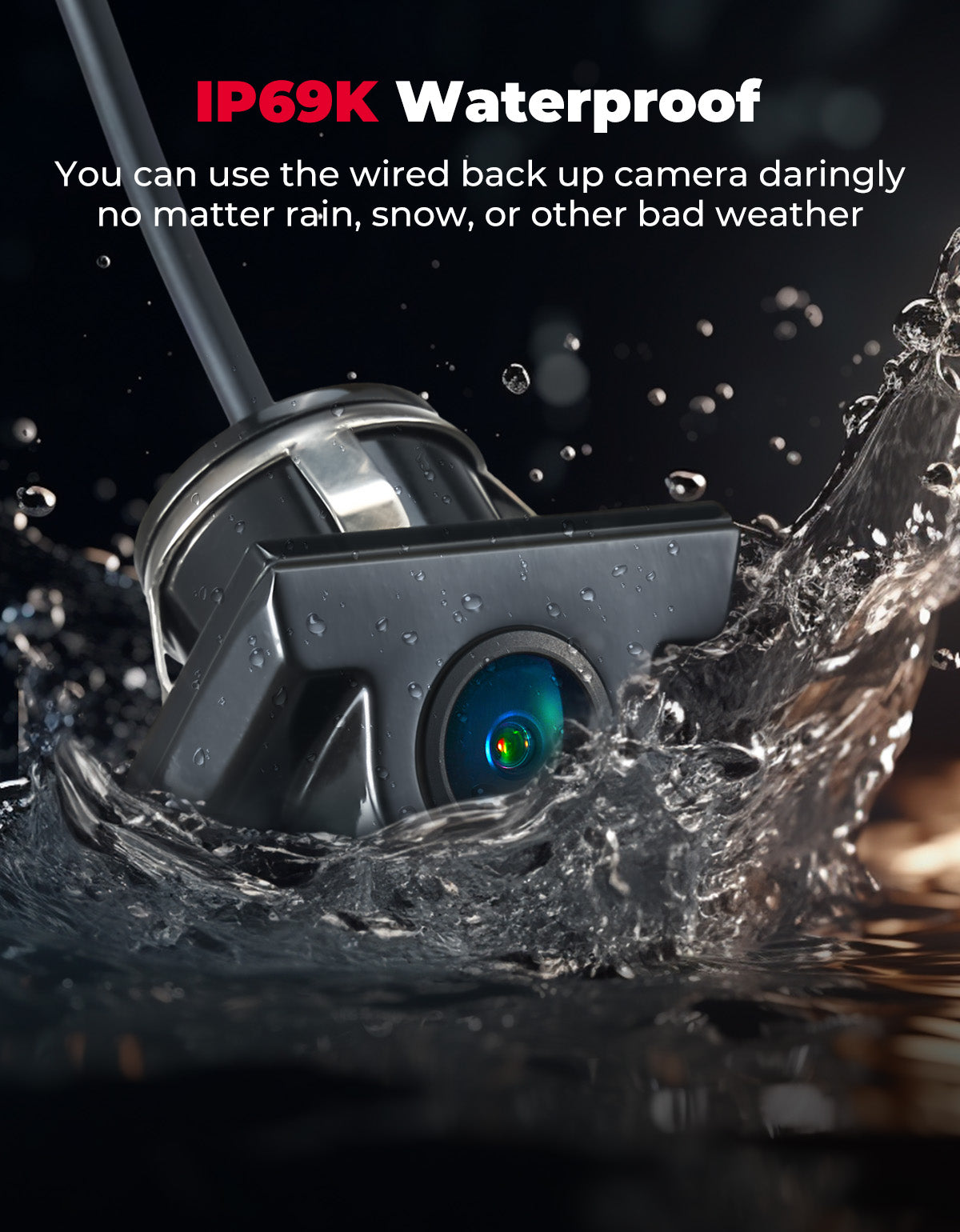 Photo of Plug and Play Wired Rear Camera for Kawasaki Teryx KRX 1000 by Kemimoto - Premium for UTVs / Side by Sides