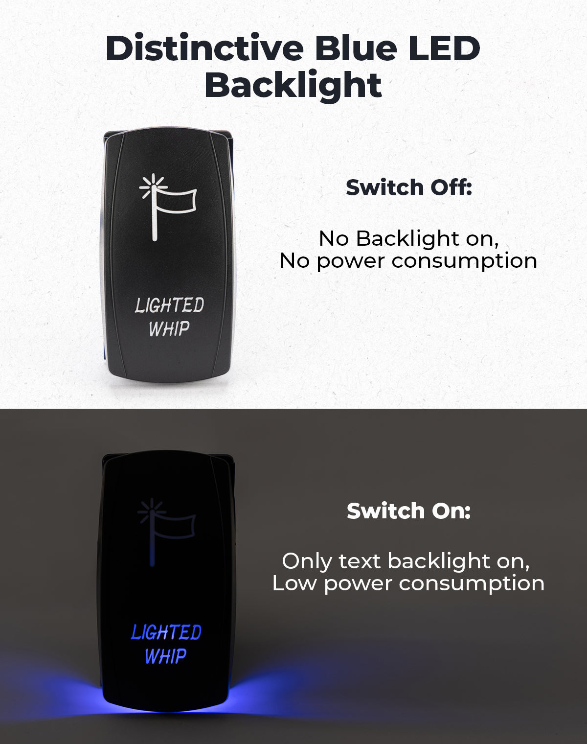 Photo of Whip Lights Rocker Switch with Wiring Harness Kit for 12V UTV ATV by Kemimoto - Premium for UTVs / Side by Sides