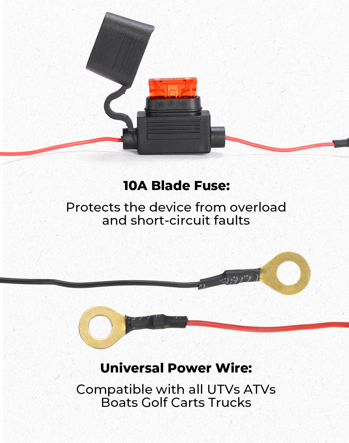 Photo of Whip Lights Rocker Switch with Wiring Harness Kit for 12V UTV ATV by Kemimoto - Premium for UTVs / Side by Sides