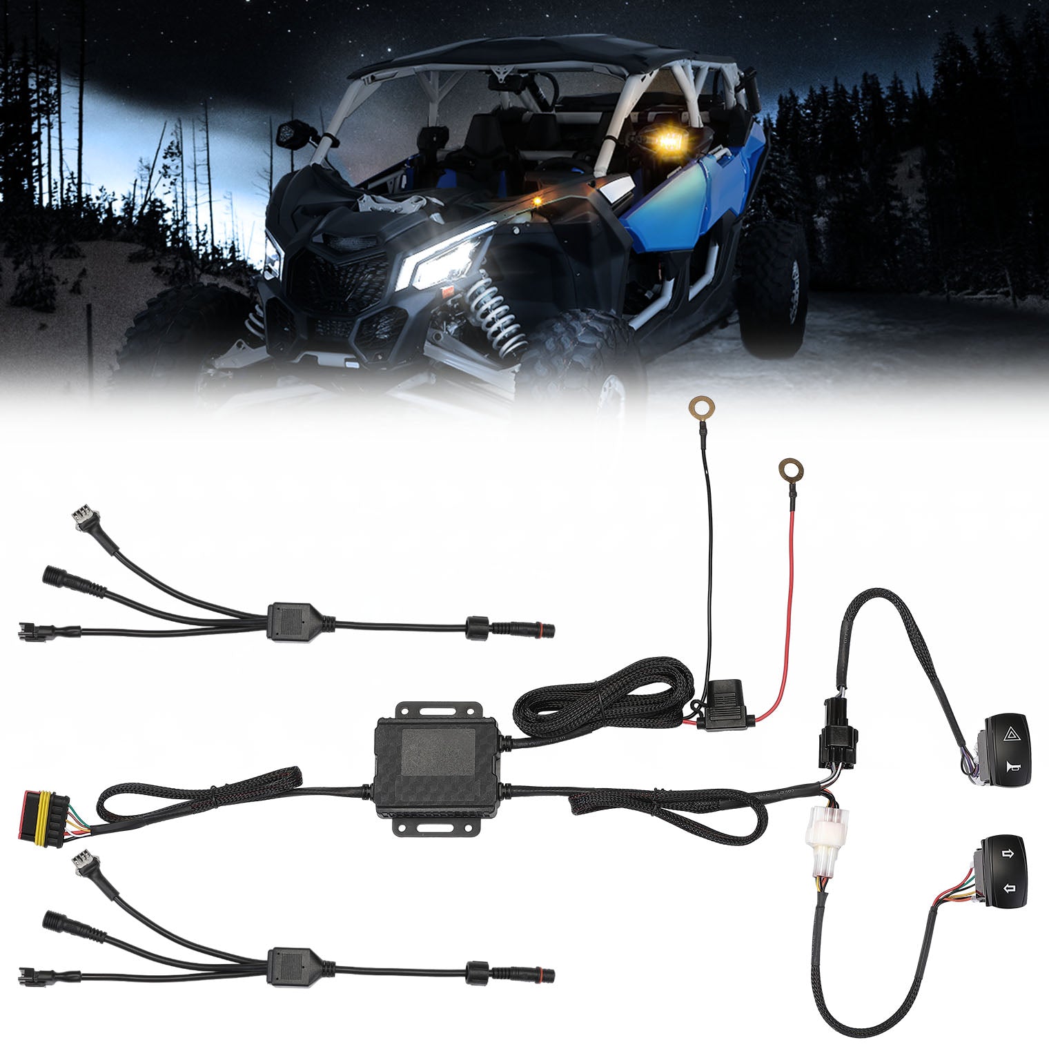 Photo of Turn Signal Harness: Synchronize KM Turn Signal Mirrors and Kits with One Switch by Kemimoto - Premium for UTVs / Side by Sides