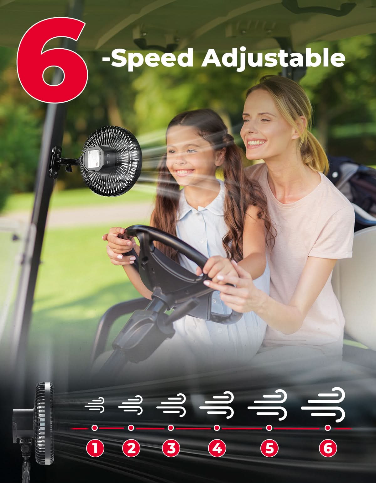 Photo of Magnetic Fan for Golf Cart, Forklift, Tractor, UTV by Kemimoto - Premium for UTVs / Side by Sides