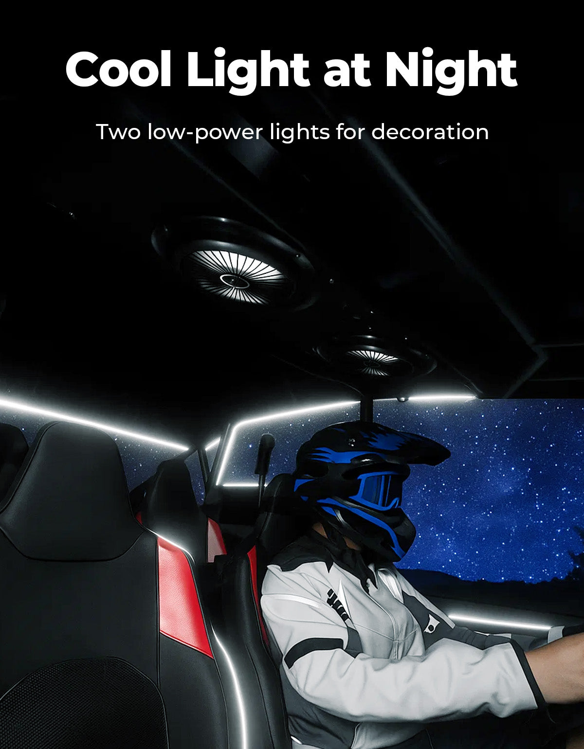 Photo of Overhead Fan for UTV with 57-41 inch Roof Width for Can-Am Polaris CFmoto by Kemimoto - Premium for UTVs / Side by Sides