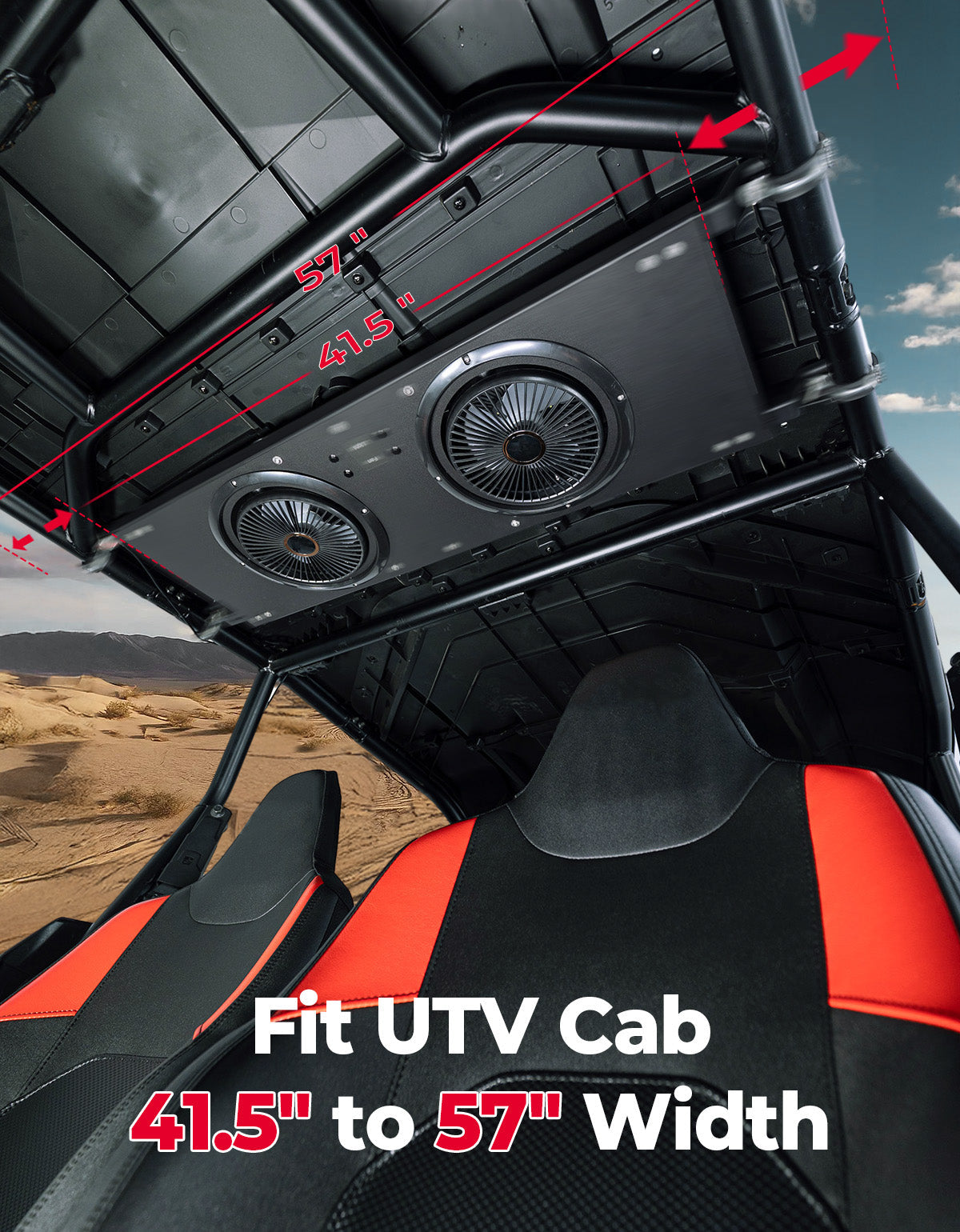 Photo of Overhead Fan for UTV with 57-41 inch Roof Width for Can-Am Polaris CFmoto by Kemimoto - Premium for UTVs / Side by Sides