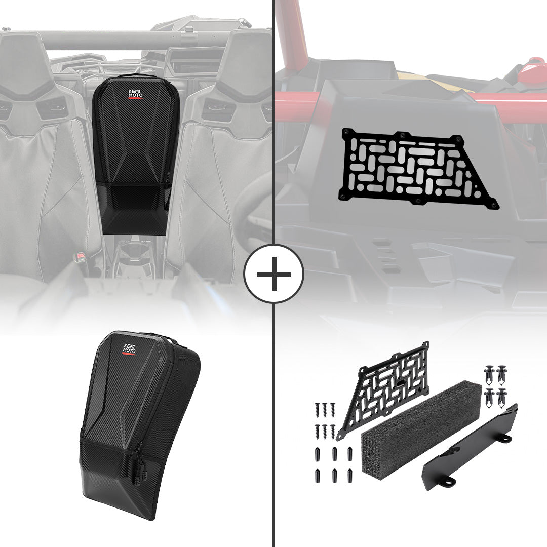 Photo of Noise Reduction Kit & Center Storage Bag For Can-Am Maverick X3/MAX by Kemimoto - Premium for UTVs / Side by Sides