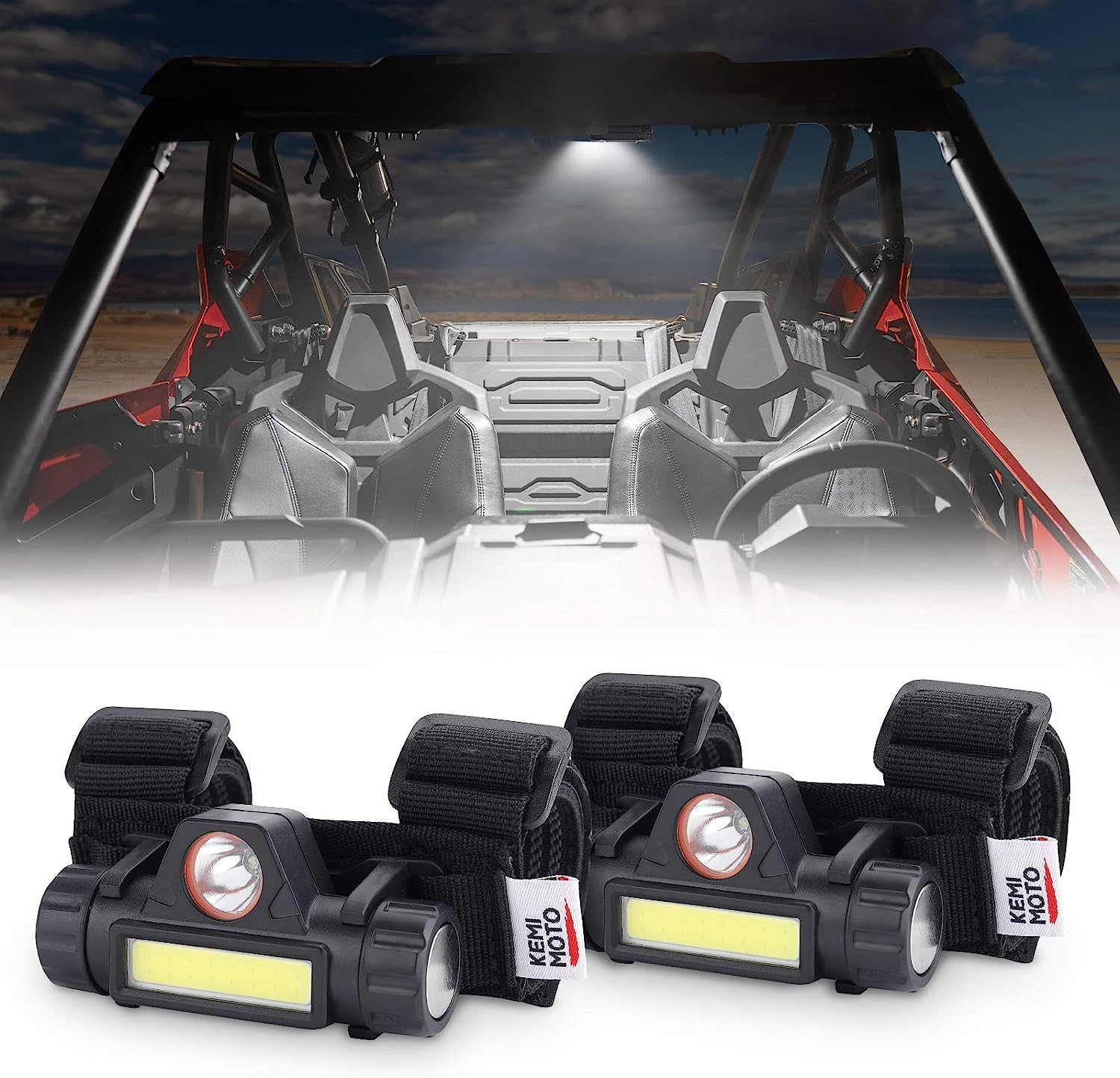 Photo of UTV Universal Interior Lights for 1.25-2" Roll bar by Kemimoto - Premium for UTVs / Side by Sides