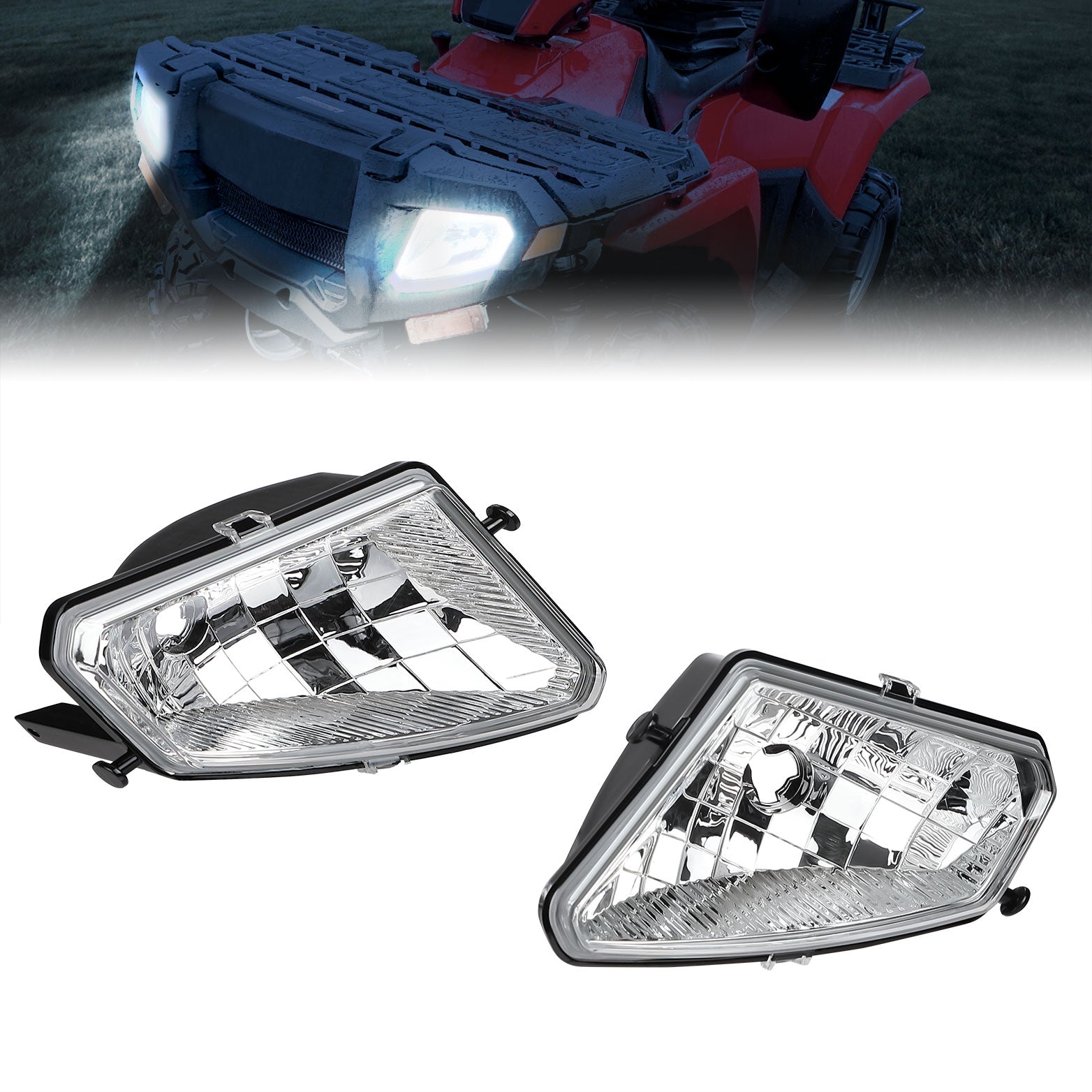 Photo of Left Right Headlights Assembly for Polaris Sportsman by Kemimoto - Premium for UTVs / Side by Sides