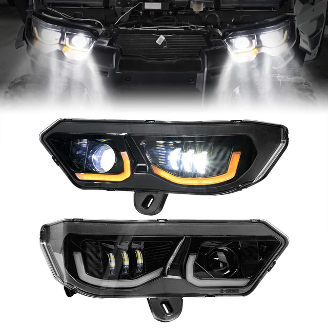Photo of LED Headlights Assembly Kit for Can-Am Defender HD10|9|8|7|5 by Kemimoto - Premium for UTVs / Side by Sides