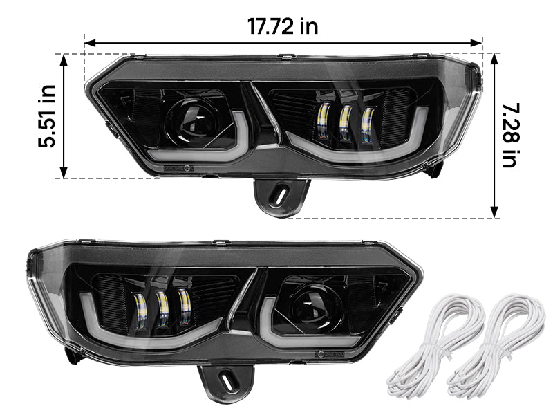 Photo of LED Headlights Assembly Kit for Can-Am Defender HD10|9|8|7|5 by Kemimoto - Premium for UTVs / Side by Sides