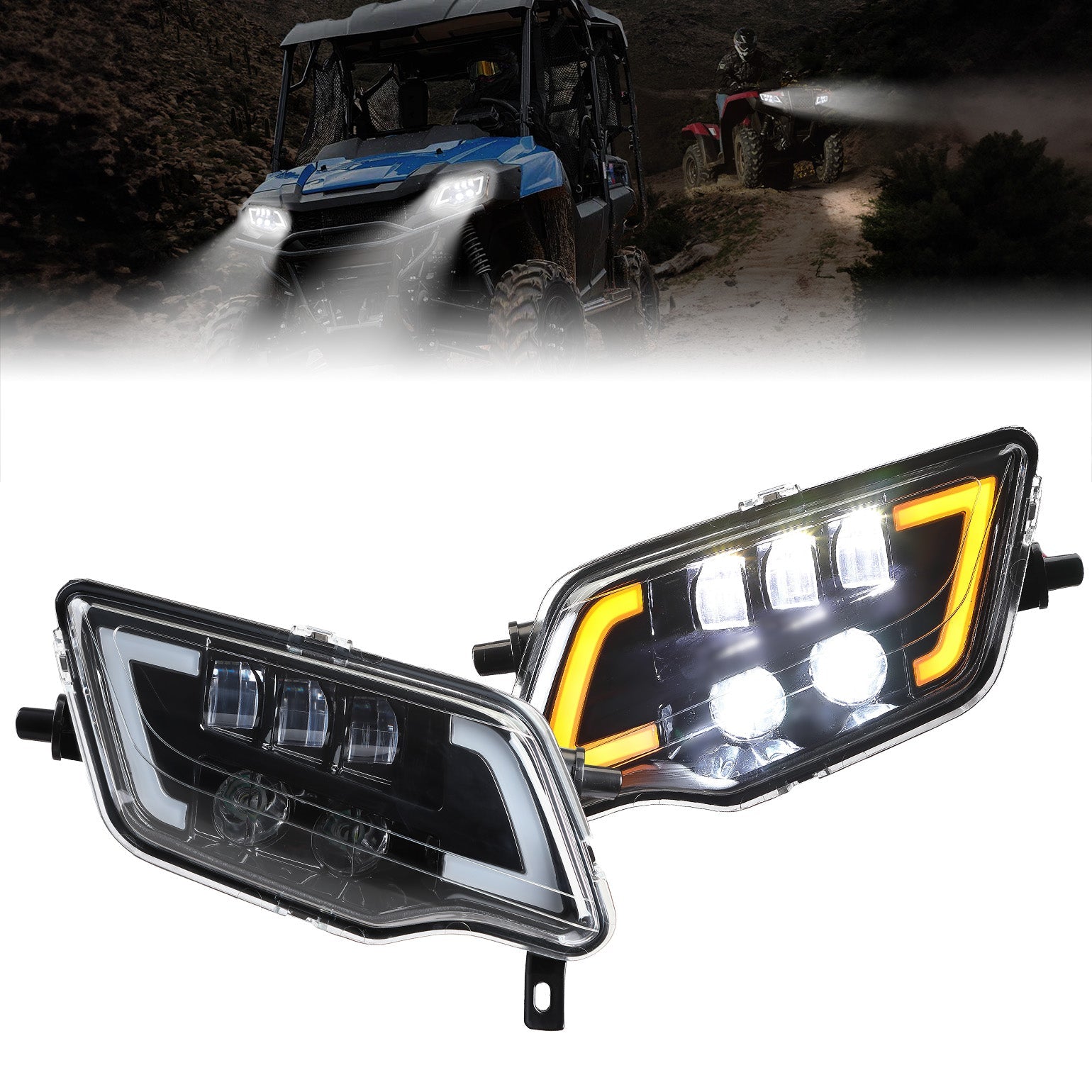 Photo of LED Headlight with Turn Signal for Pioneer 1000 700/ Talon 1000 by Kemimoto - Premium for UTVs / Side by Sides
