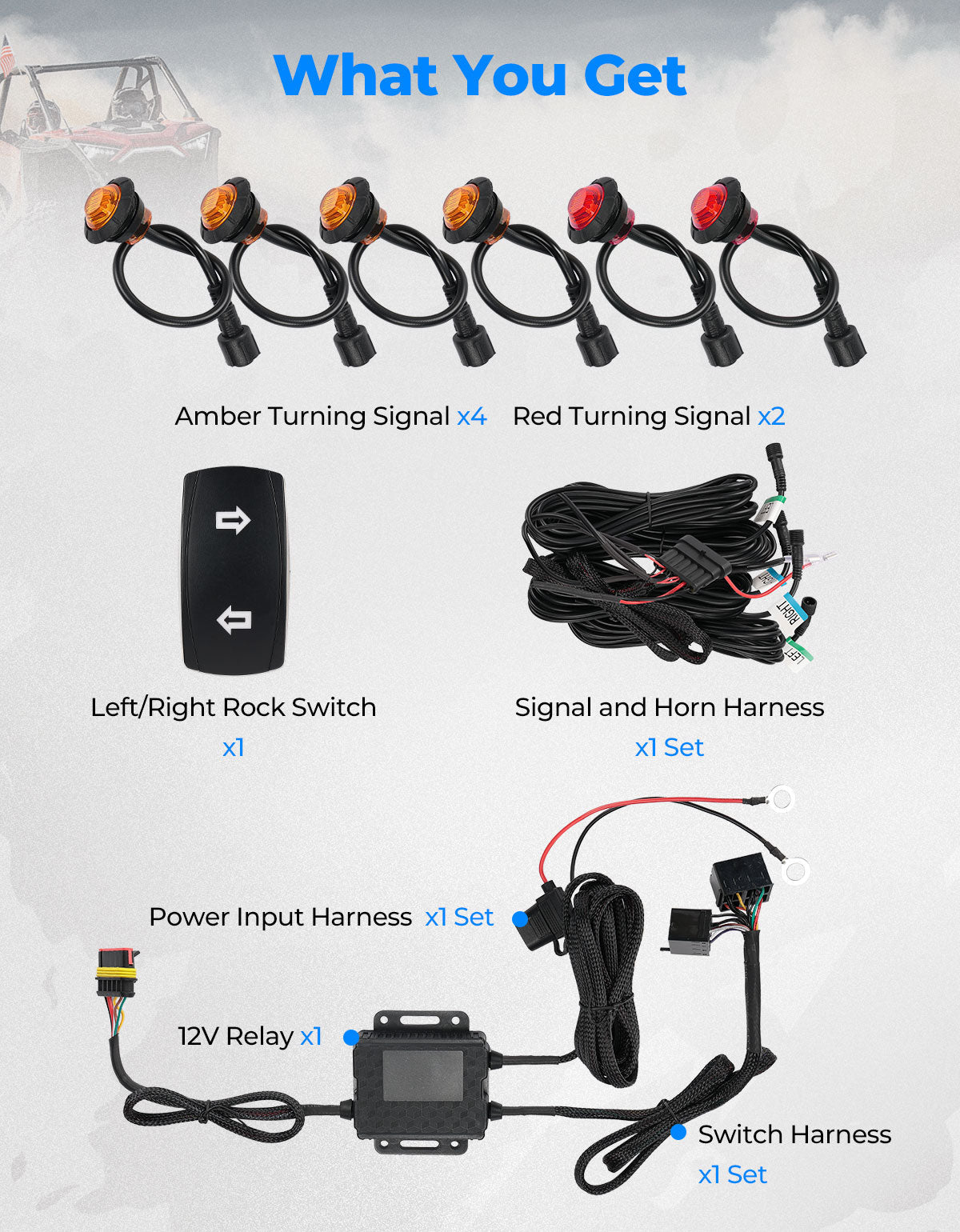 Photo of UTV Plug & Play Turn Signal Kit for Can-Am | Polaris | CFmoto | Honda by Kemimoto - Premium for UTVs / Side by Sides