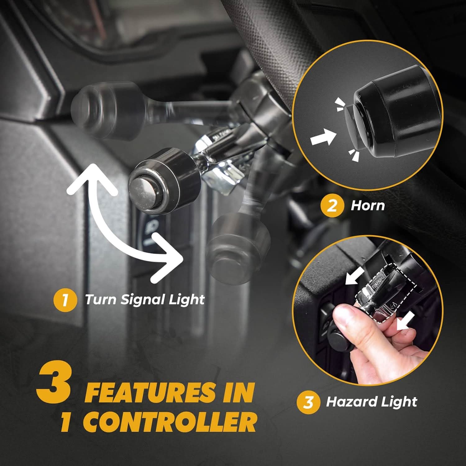 Photo of UTV Turn Signal Kit with Horn for Polaris, Can-Am, Kawasaki, Arctic Cat, CFMOTO by Kemimoto - Premium for UTVs / Side by Sides
