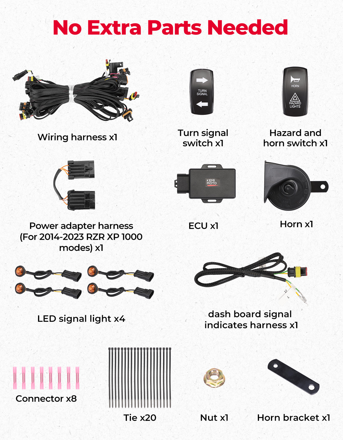 Photo of UTV Turn Signal Kit for 2018+ Ranger XP 1000/Crew/2014-2023 RZR XP 1000 by Kemimoto - Premium for UTVs / Side by Sides