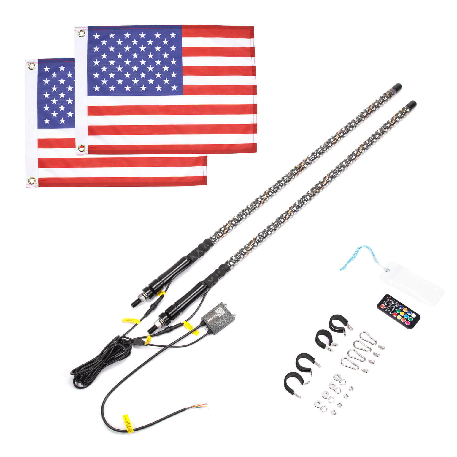 Photo of UTV ATV 5FT 2PCS Spiral Whip Light Bluetooth Control w/ Turn Signal Function by Kemimoto - Premium for UTVs / Side by Sides