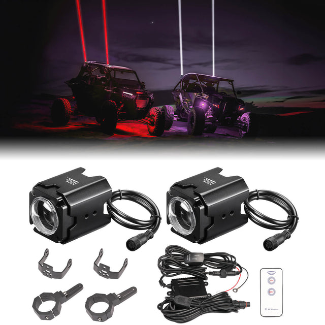 Photo of UTV Spot Beam Pod Lights w/ 1.5''-2'' Tube Clamp Kit for Can-Am Polaris CFMOTO by Kemimoto - Premium for UTVs / Side by Sides