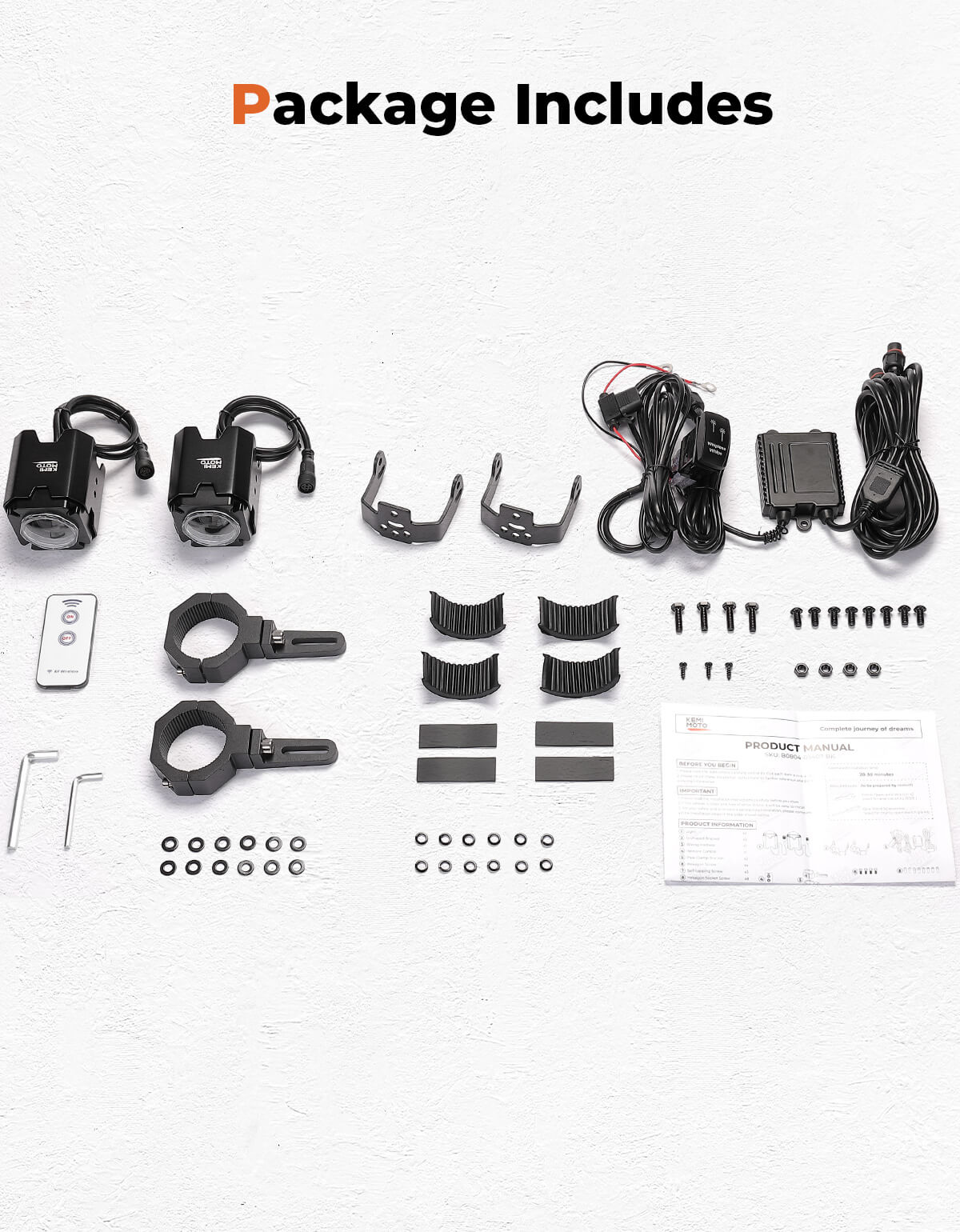 Photo of UTV Spot Beam Pod Lights w/ 1.5''-2'' Tube Clamp Kit for Can-Am Polaris CFMOTO by Kemimoto - Premium for UTVs / Side by Sides