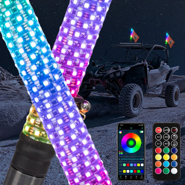 Photo of Kemimoto 2PC 2FT Fat Whip Lights w/Turn Signal Function for UTV ATV Boat by Kemimoto - Premium for UTVs / Side by Sides