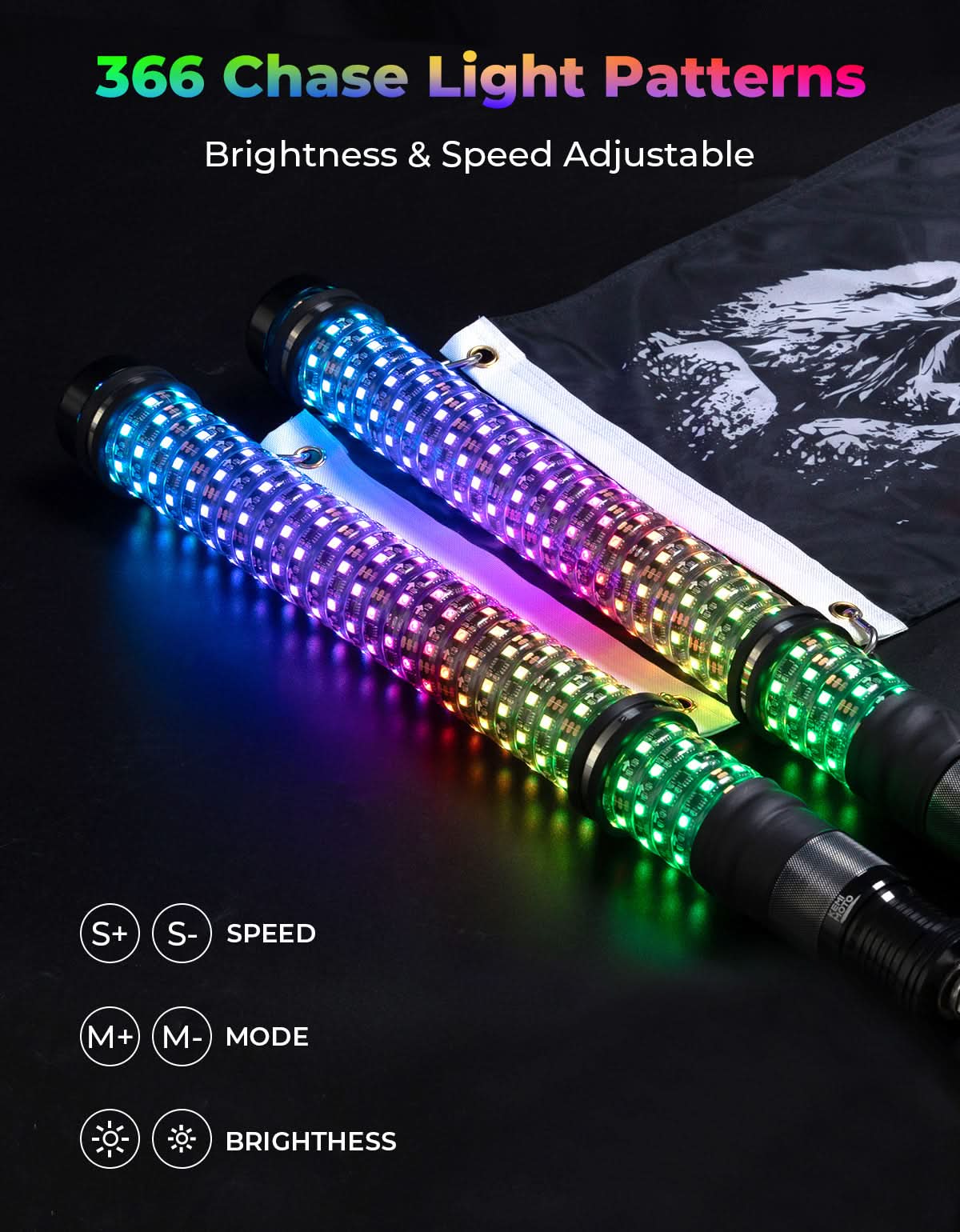 Photo of Kemimoto 2PC 2FT Fat Whip Lights w/Turn Signal Function for UTV ATV Boat by Kemimoto - Premium for UTVs / Side by Sides