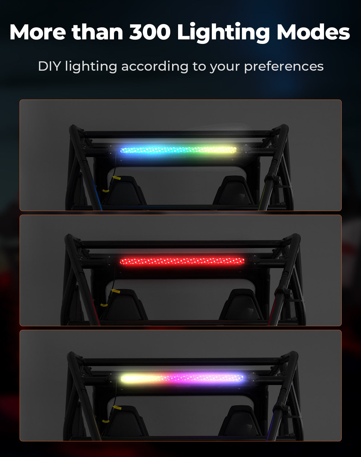 Photo of 30" LED Chase Light Bar fit 1.5” Roll Cage for Polaris RZR, Can-Am Maverick X3 by Kemimoto - Premium for UTVs / Side by Sides